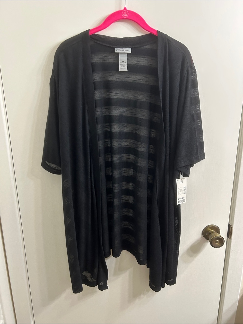 Liz & Me for Catherines Women’s Black Open-Front Short Sleeve Cardigan